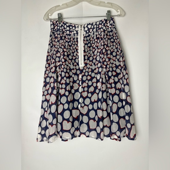 NY 77 Heart Print 100% Cotton A-line Skirt - Picture 2 of 4